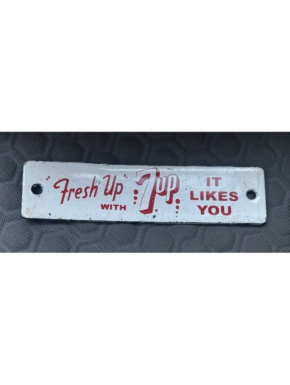 VINTAGE ROYAL CROWN COLA 7UP PORCELAIN METAL CRATE TAG SIGN 6